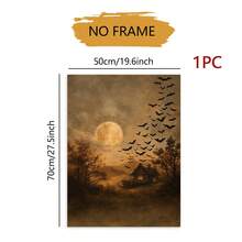 1PC Unframed Canvas Poster, Vintage Haunted House Bats Full Moon Autumn Landscape Wall Art, Halloween Decor, Fall Decor, Room Decor, Suitable For Entryway Farmhouse, Moody Spooky Holiday Art Gift - Abstract - View 9