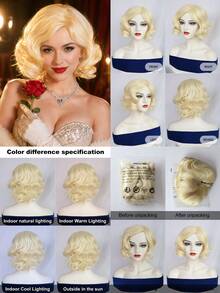 Women Retro Short Finger Wave Wig Multi Color Options High Temperature Synthetic Hair Breathable Mesh Cap Vintage Flapper Cosplay Wig For Retro Themed Party Halloween Carnival Costume Dress Up - Multicolor - View 4