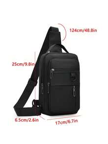 1pc Men's Black PU Leather Crossbody Chest Bag, Casual Business Style, Suitable For Daily Commute - Multicolor - View 6