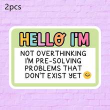 1/2/5pcs Funny Mental Health Quote Vinyl Stickers,"Hello I'm Not Overthinking "Cute Cartoon Text Design,Suitable For Laptop, Water Bottle, Notebook, Journal Planner, Aesthetic Daily Stationery Gift For Introvert Teens Girls - A - View 8
