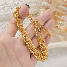 1pc Thick 18K Gold-Plated Copper Double-Layer Texture Woven Bracelet For Women Daily Party Wear - Gold - View 5