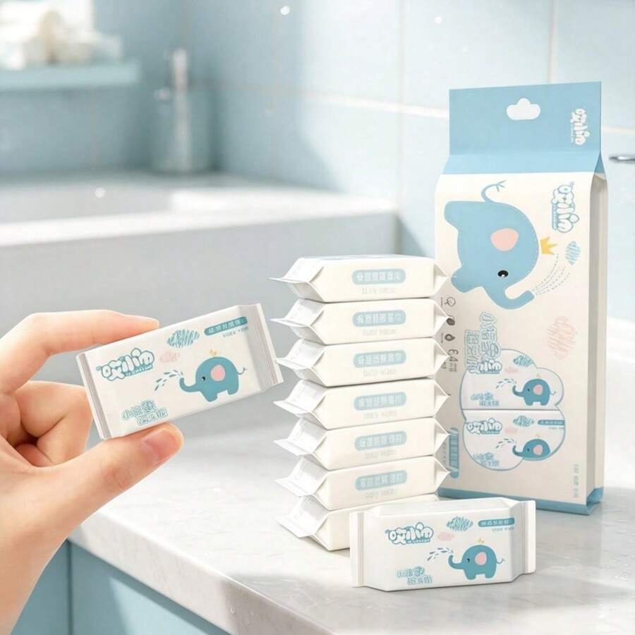 Student Portable Pure Water Cleaning Wet Wipes, Small Pack Pull-Out Cleaning Wet Tissues. - Multicolor - View 1