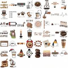 50pcs INS Style Coffee Aesthetic Art Stickers, Cartoon Stickers For Stationery, Phone, Notebook Decoration - A - View 16