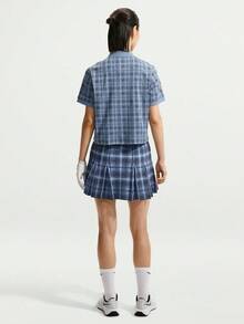 Nike Women's AS W NK DF FF Plaid Short Sleeve Knit Polo Shirt TIO0351-486 - Dusty Blue - View 5