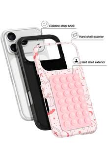 Koolife "Peach Ghost Story" Halloween Themed Printed Phone Case, TPU Material, Smooth And Hard Surface, Scratch-Resistant And Wear-Resistant, Durable And Shock-Absorbing, Excellent Gift Choice, Compatible With IPhone 11, 12, 13, 14, 15, 16, 17, 18 Series Models (Including Pro And Pro Max Versions) - Pink + Suction Cup - View 4