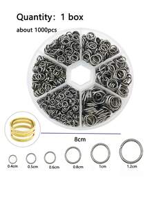 Handmade Jewelry Making Kit, Includes 1000pcs Open Jump Rings In Various Sizes (4mm-12mm) With Free Rings, Suitable For DIY Earrings, Necklaces And Other Jewelry Assembly, Made Of Round Metal Wire Connectors, Featuring Open Rings, Split Rings And Other Styles - Multicolor - View 9