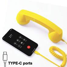 復古電話聽筒 Type-C/3.5mm 有線智慧型手機用，復古電話插即用、通話清晰，防輻射人體工學聽筒，適用手機通話、會議、辦公，送給父母的禮物首選 - 查看 24