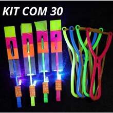 Brinquedo  Voador E Kit 6/10/20/30 Rotativo Helicoptero Led Foguete Lançador Luminoso Criança - g-1722-30pçs - Visão 1