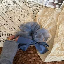 1pc Gradient Tie Dye Organza Bow Scrunchie, Lightweight Sheer Mesh Fabric, Contrasting Satin Bow Decoration, Cool And Gentle Vibe, Suitable For Girls, Perfect For Daily Commute, Date, Travel And Photography, Fairy-Like Hair Tie Hair Accessory - Multicolor - View 6