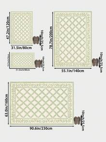 1pc Light Green Floral Plant Living Room Rug, Suitable For Kitchen, Dining Room, Bedroom, Holiday Decor, Indoor/Outdoor, Office, Lobby, Anti-Slip Doormat, Bathroom Rug, Hallway, Study, Gaming Area - Pastel Green - View 2