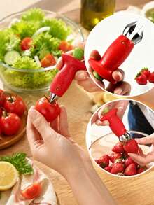 2pcs Random Style Stainless Steel Strawberry Huller, Pineapple Eye Remover, Tomato Corer, Kitchen Gadget - Multicolor - View 2