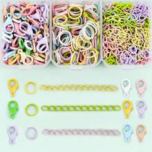 200pcs/Box DIY Keychain Accessories Making Kit, Random Mixed Colors, Includes 50pcs Lobster Clasps, 50pcs 4-Section Extension Chains, 100pcs Jump Rings, Zinc Alloy Spring Clasps, Bead Connectors, Suitable For DIY Dolls, Plushies, Keychains, Bag Charms, Key Chains, Portable Hook Accessories Making Materials, DIY Keychain Accessories Making - Lobster Clasp & Jump Ring & Tail Chain - View 1