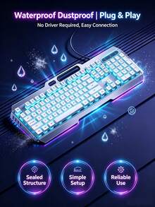 AOC Wired Gaming Keyboard Metal Panel Mechanical Feel Backlit Keyboard 26-Key Anti-Ghosting Waterproof Dustproof Full-Size Keyboard For Desktop Laptop Gaming Office Peripheral - View 2