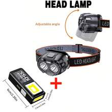 1/2pcs LED Sensor Headlamp, USB Rechargeable Bright Sensor Flashlight, Waterproof Headlight For Fishing, Camping - Black - View 11