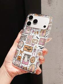 1pc Personalized Creative Halloween Holiday Commemorative Photo Frame Design Pattern Phone Case, Perfect For Holiday Use, Compatible With IPhone 16 15 14 13 12 11 17 18 17pro 17promax Plus Mini Apple Phone Protective Cover - Clear - View 3