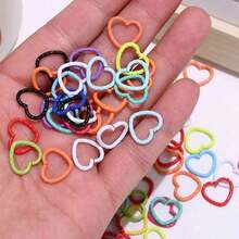 100pcs Colorful Star & Heart Shaped Hair Rings Hair Accessories Hair Ties, Suitable For Braids And Dreadlocks Cute Hair Accessories, DIY Handmade Bracelet Necklace Jewelry Making - Colorful Open Ring - View 5