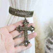 1pc Vintage Style Metal Cross Curtain Tieback Accessory Curtain Holder Curtain Holdback For Home Office Decoration - one-size - View 4