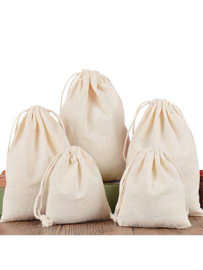 10 piezas de bolsas de algodón puro natural con cordón, bolsas de almacenamiento transpirables para joyas, granos, empaque de regalos, sacos de algodón a prueba de polvo