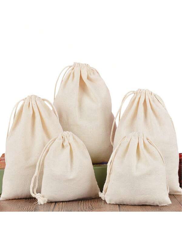 10Pcs Natural Pure Cotton Drawstring Pouches Breathable Storage Bags For Jewelry Grains Gift Packaging Dust Cotton Sacks