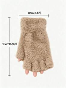 1 Pair Of Women's Open Finger Knitted Plush Gloves, Suitable For Winter Travel Essential Warmth, Used For Daily Office Writing - One Size - View 7