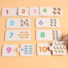 1 Set Number & Quantity Matching Puzzle Game, Baby Number & English Word Cognition, Kindergarten Math Enlightenment Educational Puzzle Card Toy - Multicolor - View 4