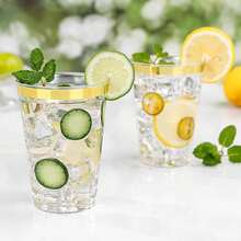 20pcs Gold Cups, 6.76oz Clear Cups With Gold Rim, Gold Beer Cups, Party Cups, Premium Gold Rim Cups, Perfect For Weddings And Parties - Gold - View 5