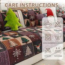 1pc Christmas Reindeer & Christmas Tree Patchwork Sofa Cover, Soft & Comfortable, Easy To Install, Non-Slip & Durable, Pet Stain Resistant, Suitable For 1-4 Seater Sofa, All Season Use, Living Room Bedroom Study, Machine Washable, Enhance Home Happiness - Purple - View 8