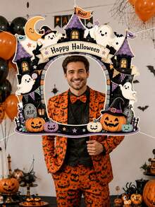 Halloween Photography Props, Fun Polyester Hollow Out Party Props, Equipped With Witch Magic Jars, Ghost Castles, Black Cats, Interactive Photo Booth Decorations, Suitable For Trick Or Treat Parties, Halloween Party Decorations, And Home Decor Items - A - View 5