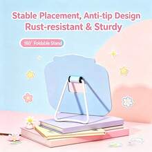 Miniso Sanrio IP Metal Table Mirror, Cute Cartoon Desktop Dressing Mirror, High‑Definition Makeup Mirror, Ornament For Dorm Home Office, Textured Metal Frame (1 PC) - Multicolor - View 6