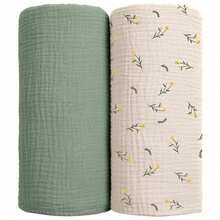 2pcs Multi-Color Muslin Baby Swaddle Blankets, Stroller Wind Cover Newborn Receiving Blankets, Baby Wrap Swaddle Blankets, Baby Blankets, Baby Bath Towels - Multicolor - View 1