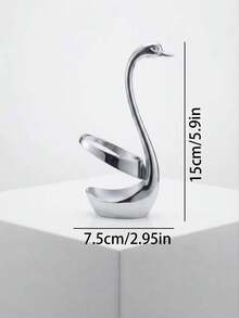 1pc Luxury Swan Design Toothbrush Holder, Stainless Steel Desktop Storage Rack, Suitable For Home Bathroom Vanity And Multiple Scenes, Sturdy Placement For Toothbrush And Toothpaste, Exquisite Artistic Craftsmanship Decor, Minimalist Silver Appearance, Space-Saving, Bathroom Desktop Decoration And Storage 2-In-1 Practical Item - Multicolor - View 6