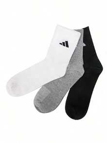 Adidas Kaos Kaki Panjang Sedang Pria dan Wanita SPW CREW 3PP Kaos Kaki Lembut dan Nyaman untuk Pemakaian Sehari-hari, Olahraga, Perjalanan, dan Santai JC9272 - Hitam/putih/abu-abu muda - View 8