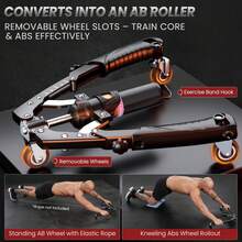 1set Adjustable Resistance Hydraulic Arm Exerciser, Power Chest Builder With Rolling Wheels & Knee Pad, Household Upper Body Strength Training Fitness Gear - Multicolor - View 4