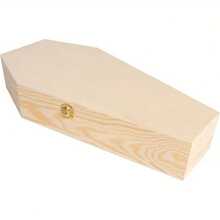 Halloween Large Craft Coffin - Halloween Empty Coffin, Gothic Style, Doll Coffin, Ring Holder, Pet Urn - Natural Wood - View 7