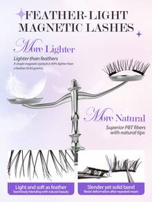 MAANGE [Soft Magnetic]1對磁吸假睫毛套組，貓眼狐狸眼，自然豐盈，精緻美觀，附磁吸佩戴器，可重複使用，專業磁吸假睫毛套組，便攜式，升級版磁吸假睫毛，打造自然妝感，無需膠水，防風防水，全天舒適佩戴，加長眼尾設計，放大眼睛，旅行必備 - 彩色 - 查看 8
