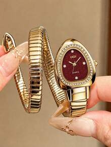gedi 1 buah Jam Tangan Gelang Wanita Berbentuk Ular, Jam Tangan Quartz Merek Ternama - Hitam - View 16