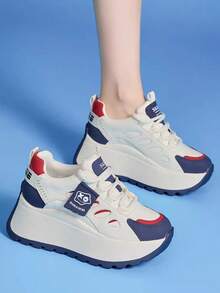 Women Wedge Sneakers - Blue - View 2