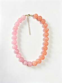 1 pièce Collier de perles bicolore en acier inoxydable avec effet de nuage, perles rondes géométriques bohèmes style européen & américain, accessoire pour femmes, cadeau de vacances, port quotidien - Collier en acier inoxydable orné de perles de résine faites à la main - Voir 16