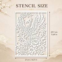 Phoenix Template, A4 Size Reusable Plastic Painting Stencil For Fabric, Farmhouse Art Projects And DIY Crafts. Suitable For Wall Murals, T-Shirts, Home Decor, Easy To Use, 11.7 X 8.3 Inch Template - A - View 2