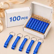 100pcs Customized Engraved Metal Bottle Opener Keychain - Can Engrave Name Or Text, Bulk Boxed, Perfect For Wedding, Birthday, Company Gift And Party Favors; Customizable - Multicolor - View 12