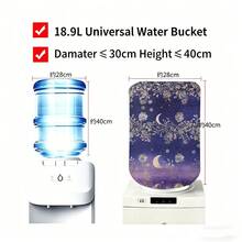 Water Dispenser Barrel Cover For 5 Gallon Water Bottlem, Moon Flowersprinted Durable Fabric Water Cooler Covers, Elastic Fabric Bucket Decor Protector Cover - Multicolor - View 2