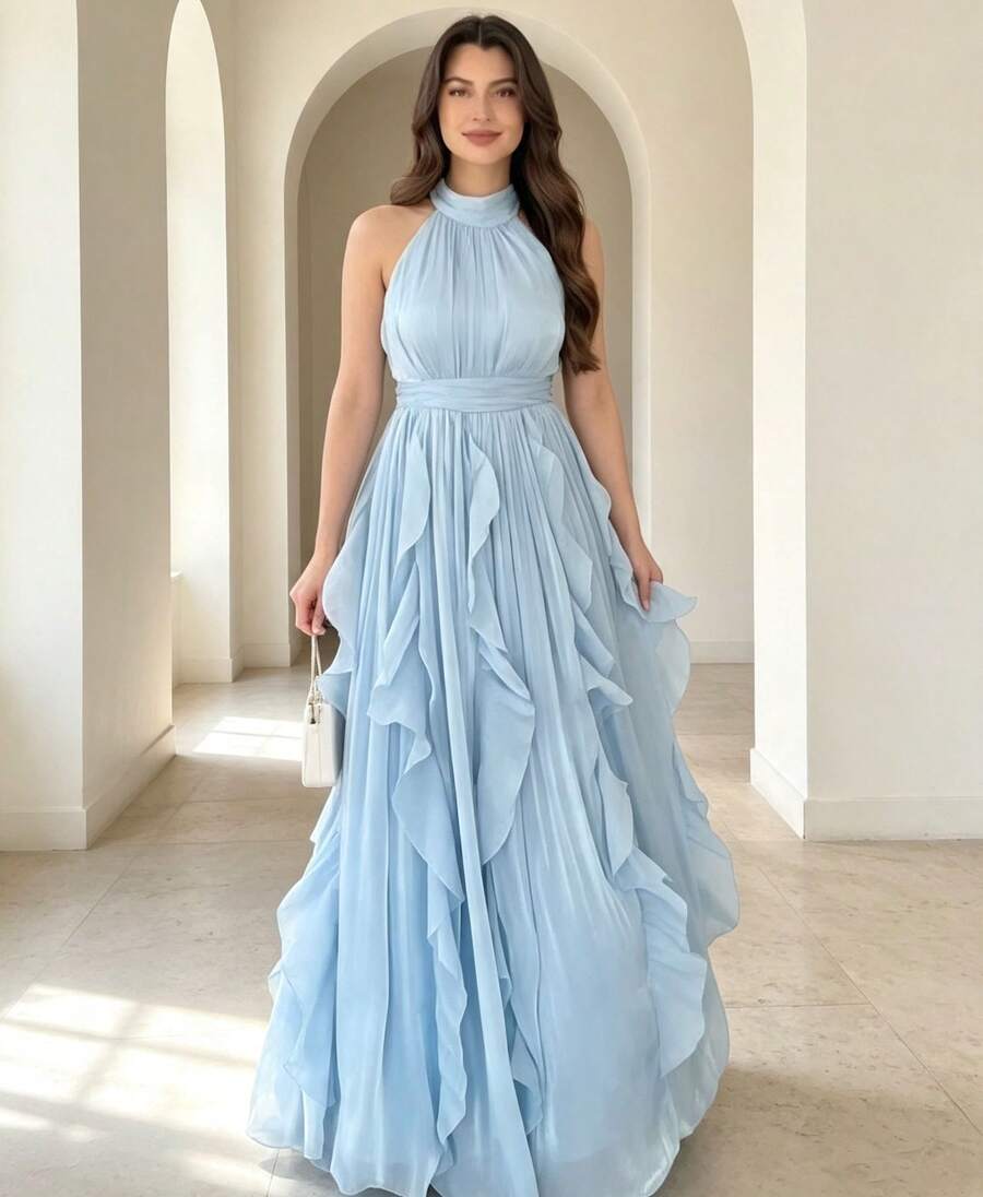 Women Long Dresses - 天藍色 - 查看 1