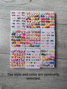 36 Pairs Girls Cute Colorful Soft Clay Fruit & Animal Plastic Earrings Set Without Box, Best Birthday Gift For Friends (Random Color & Style) - Multicolor - View 5