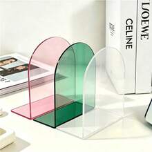 1pc/2pcs Transparent Colored Acrylic Bookends, Thickened Non-Slip Transparent L-Shaped Desktop Magazine Book Holder, Office Desk Organizer, Adjustable Space-Saving Design, Suitable For Home, Office, School, Back To School Season, Home Decor - Multicolor - View 14