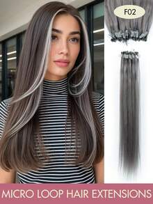 Women's Micro Ring Human Hair Extensions, Rainbow Color 12-20 Inch 30g Straight Hair Micro Bead Extensions, Add Length And Volume, Suitable For Party, Holiday And Daily Hairstyles - Multicolor - View 32