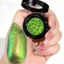CHARMACY High-Pigment Chameleon Eyeshadow Primer Set 2pcs Eye Shadow Shiny Iridescent Powder Cyberpunk Geometric Crystal Black Round Case Multi-Reflective Crease-Proof Eye Glitter Cosmetics For Stage Music Festival Christmas Winter Fall - 906 - View 3