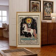 1pc Frameless Tarot Skeleton Gothic Wall Art Poster, Perfect For Dorms, Bedrooms, Parties, With A Minimalist Witchy Vibe, Back-To-School Gift - Frameless - View 2