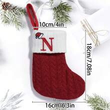 1pc Cute Letter Christmas Sock Decoration Creative Christmas Tree Hanging Ornament Woolen Knitted Socks Decor Prop - A - View 7