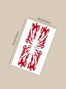 1pc Halloween Red Personalized Totem Flame Pattern Temporary Waterproof Tattoo Sticker For Arm Back Body, Holiday Gift DIY Party Favor - Red - View 7