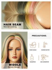 AKAKO 20 Inch Rainbow Multi Color Long Wave Wig With Middle Part, Heat-Resistant Synthetic Halloween Costume Wig For Cosplay, Music Festival Party Wear - Multicolor - View 7